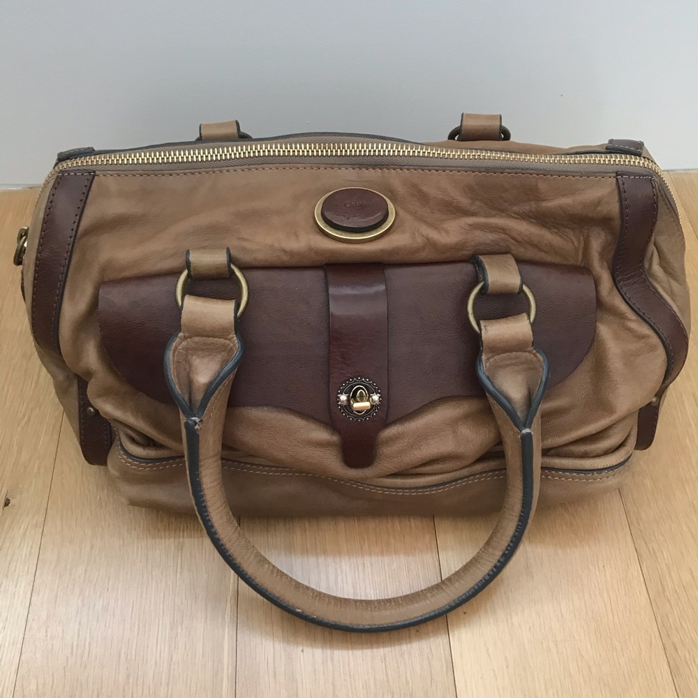 Chloe bag leather zipper close beige